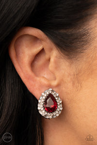 Paparazzi Haute Happy Hour - Red Clip on Earrings