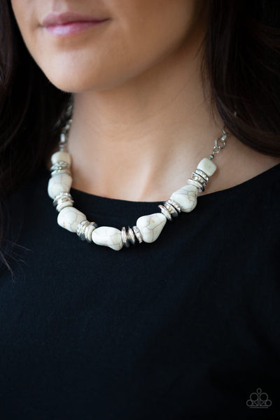 Paparazzi Stunningly Stone Age - White Necklace