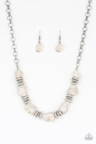 Paparazzi Stunningly Stone Age - White Necklace