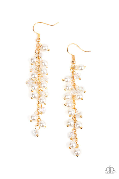 Paparazzi Candlelight Cruise - Gold Pearl Earrings