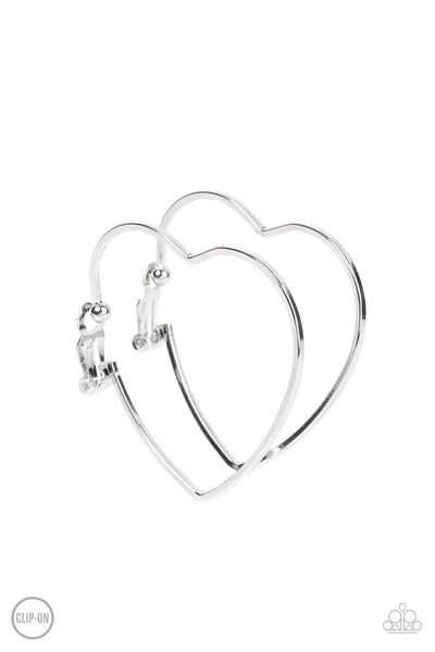 Paparazzi Harmonious Hearts - Silver Clip on Earrings