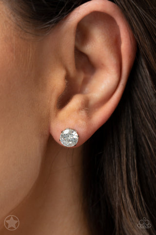 Paparazzi Blockbuster Just In TIMELESS - White Post Earrings