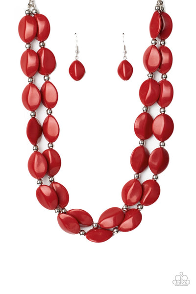 Paparazzi Two Story Stunner Red Necklace