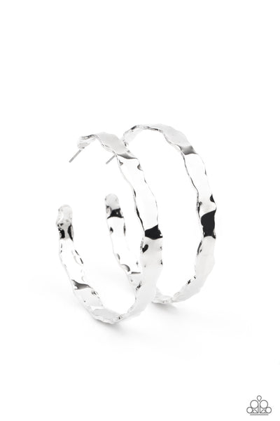 Paparazzi Exhilarated Edge - Silver Earrings