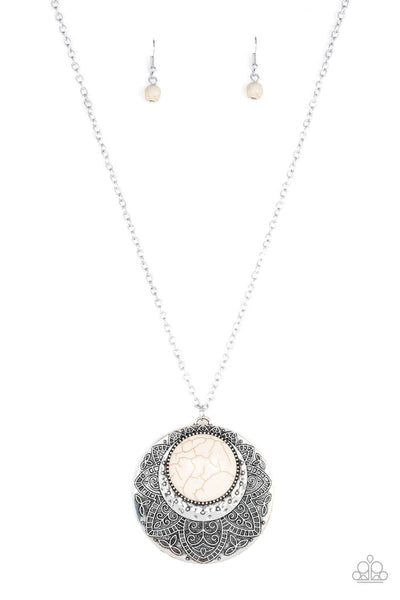 Paparazzi Medallion Meadow White Necklace