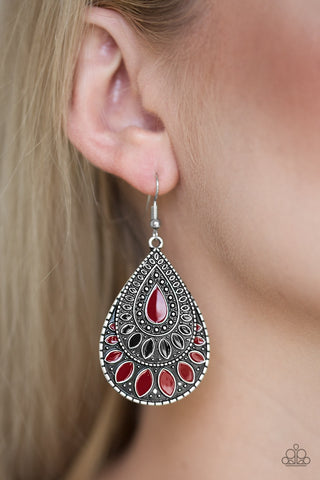 Paparazzi Westside Wildside - Red Earrings