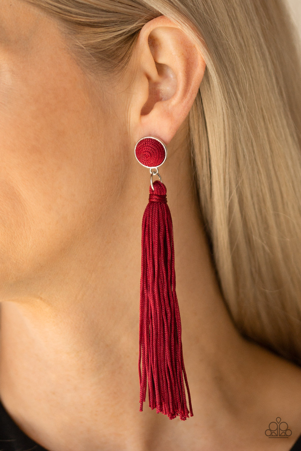 Paparazzi Tightrope Tassel - Red Earrings