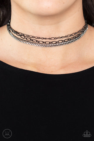 Paparazzi Glitter and Gossip - Black Choker Necklace