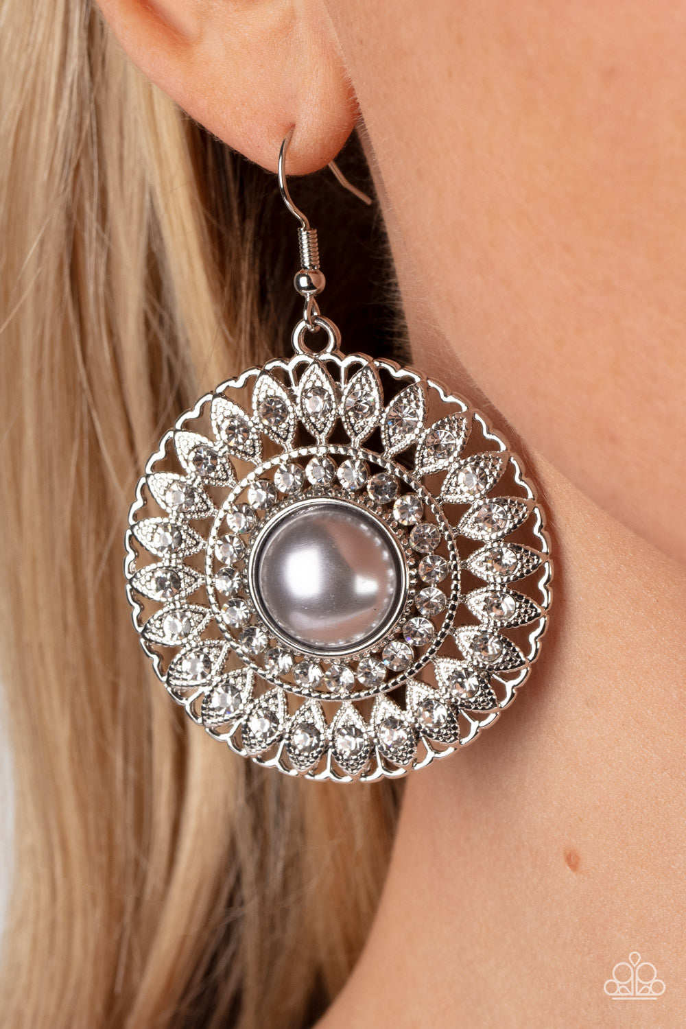 Paparazzi Glorified Glitz - Silver Earrings