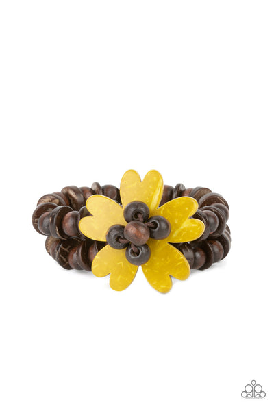 Paparazzi Tropical Flavor - Yellow Wooden Bracelet