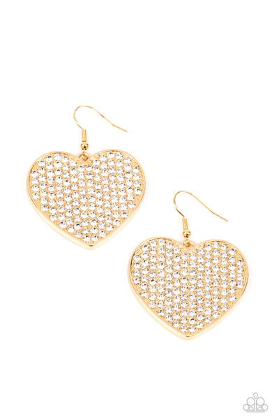 Paparazzi Romantic Reign - Gold Heart Earrings