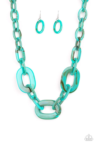 Paparazzi All In VINCIBLE Blue acrylic necklace