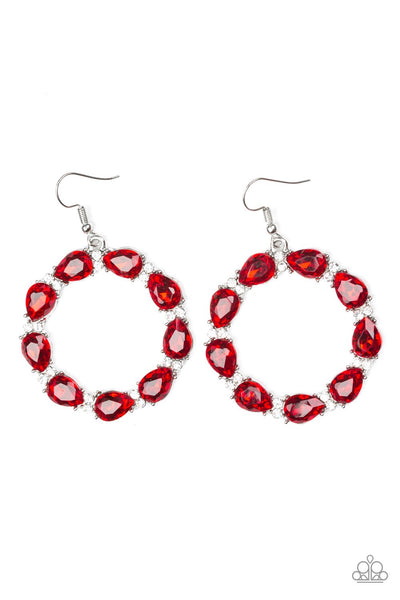 Paparazzi Ring Around The Rhinestones -red earrings